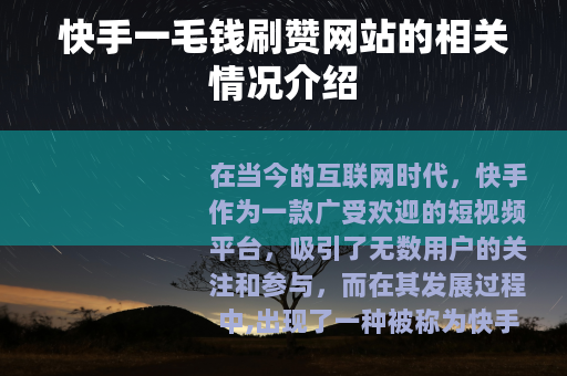 快手一毛钱刷赞网站的相关情况介绍