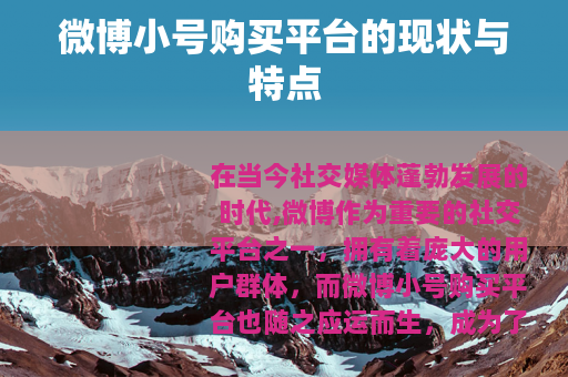微博小号购买平台的现状与特点