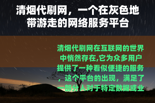 清烟代刷网，一个在灰色地带游走的网络服务平台