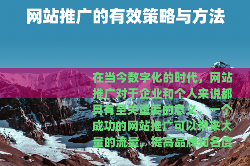 网站推广的有效策略与方法
