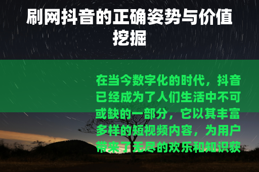 刷网抖音的正确姿势与价值挖掘