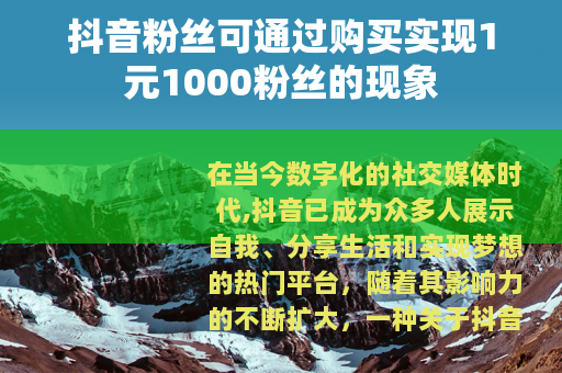 抖音粉丝可通过购买实现1元1000粉丝的现象