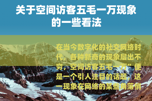 关于空间访客五毛一万现象的一些看法