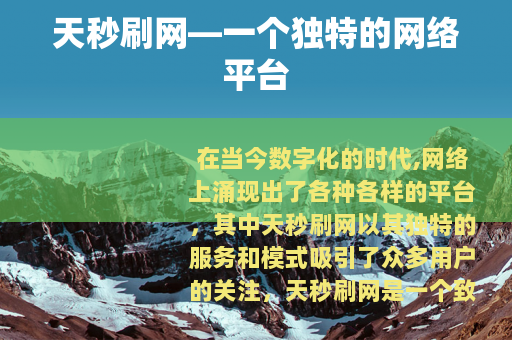 天秒刷网—一个独特的网络平台