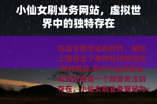 小仙女刷业务网站，虚拟世界中的独特存在