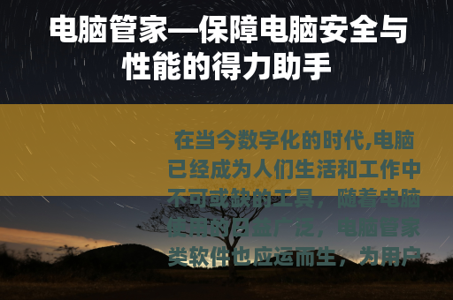 电脑管家—保障电脑安全与性能的得力助手