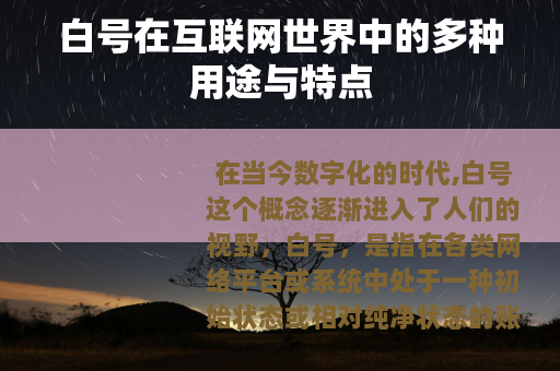 白号在互联网世界中的多种用途与特点