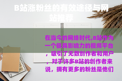 B站涨粉丝的有效途径与网站推荐