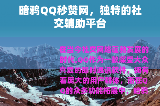 暗鸦QQ秒赞网，独特的社交辅助平台