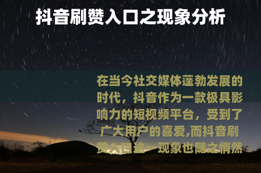 抖音刷赞入口之现象分析