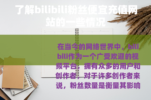 了解bilibili粉丝便宜充值网站的一些情况