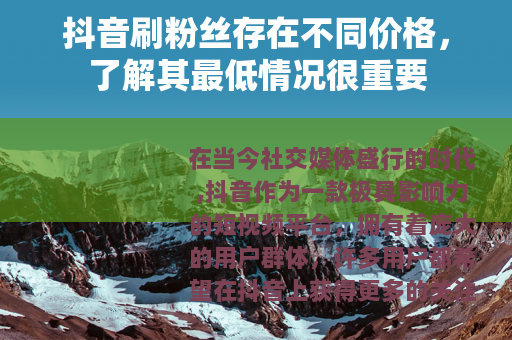 抖音刷粉丝存在不同价格，了解其最低情况很重要