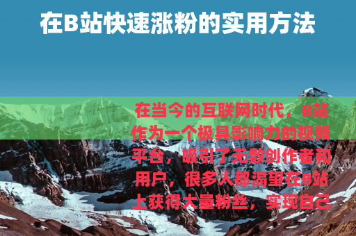 在B站快速涨粉的实用方法