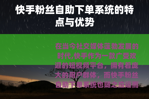 快手粉丝自助下单系统的特点与优势