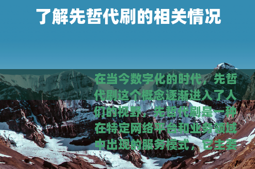 了解先哲代刷的相关情况