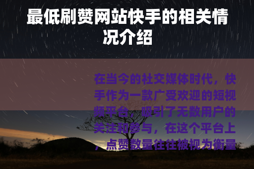 最低刷赞网站快手的相关情况介绍