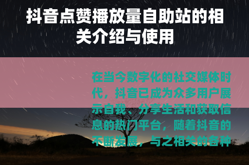 抖音点赞播放量自助站的相关介绍与使用