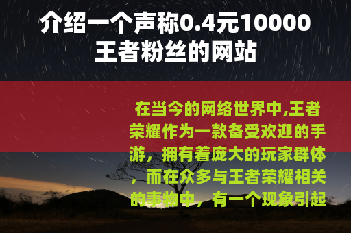 介绍一个声称0.4元10000王者粉丝的网站