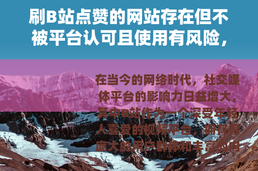 刷B站点赞的网站存在但不被平台认可且使用有风险，不建议尝试