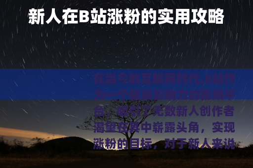 新人在B站涨粉的实用攻略