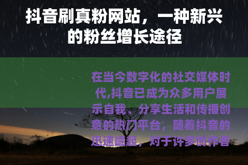 抖音刷真粉网站，一种新兴的粉丝增长途径