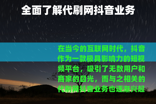 全面了解代刷网抖音业务