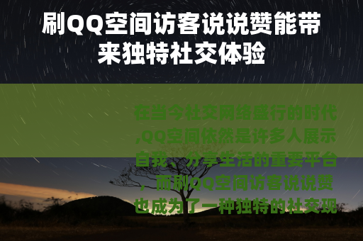 刷QQ空间访客说说赞能带来独特社交体验