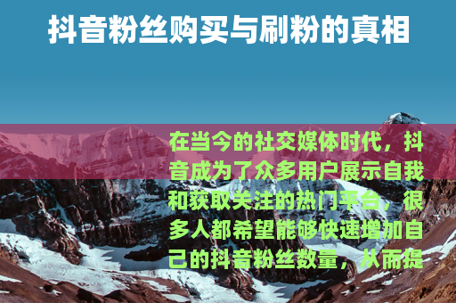 抖音粉丝购买与刷粉的真相