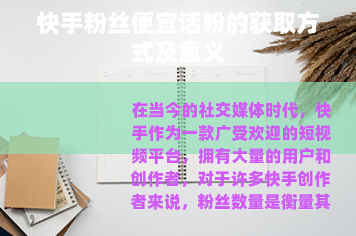 快手粉丝便宜活粉的获取方式及意义