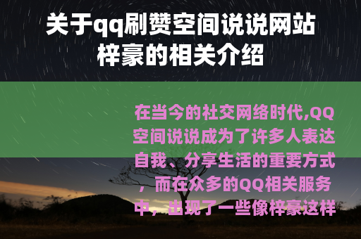 关于qq刷赞空间说说网站梓豪的相关介绍
