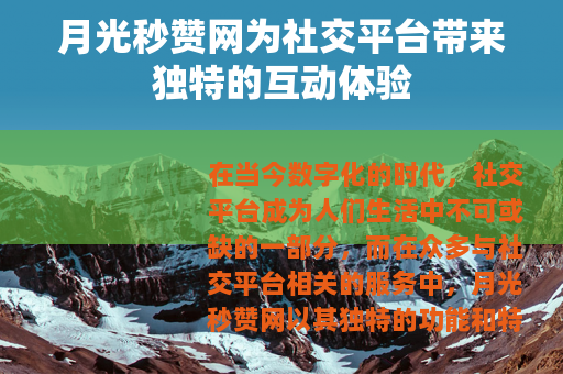 月光秒赞网为社交平台带来独特的互动体验