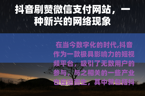 抖音刷赞微信支付网站，一种新兴的网络现象