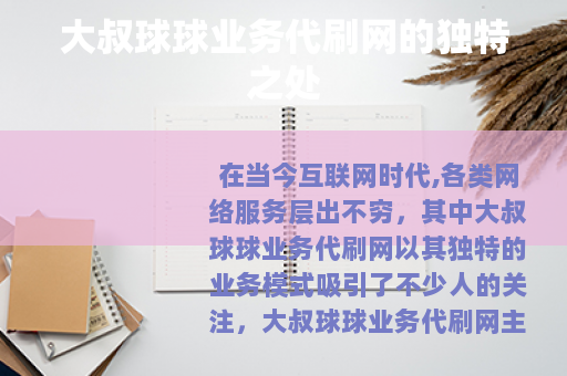 大叔球球业务代刷网的独特之处