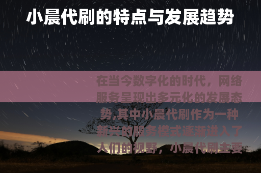 小晨代刷的特点与发展趋势