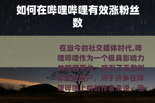 如何在哔哩哔哩有效涨粉丝数