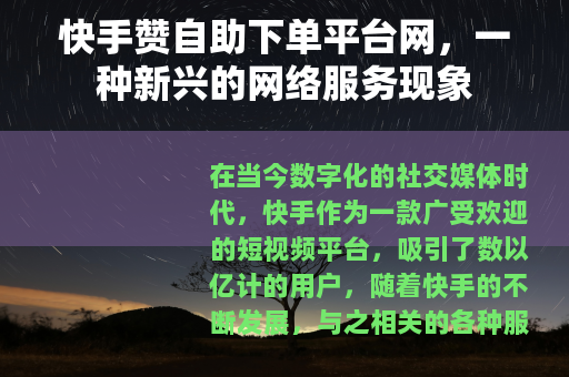 快手赞自助下单平台网，一种新兴的网络服务现象