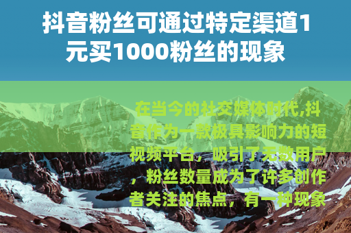 抖音粉丝可通过特定渠道1元买1000粉丝的现象