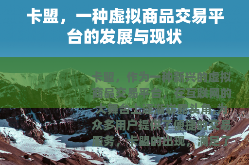 卡盟，一种虚拟商品交易平台的发展与现状