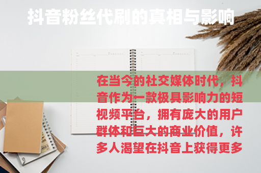 抖音粉丝代刷的真相与影响