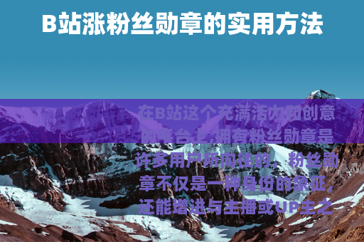 B站涨粉丝勋章的实用方法