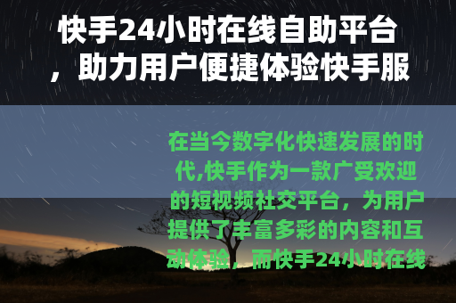 快手24小时在线自助平台，助力用户便捷体验快手服务