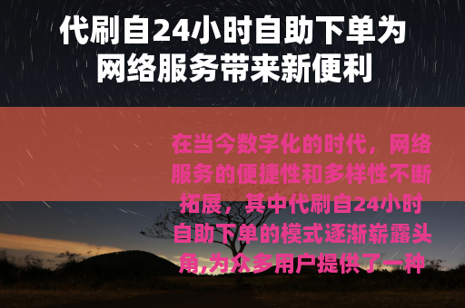 代刷自24小时自助下单为网络服务带来新便利