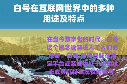 白号在互联网世界中的多种用途及特点