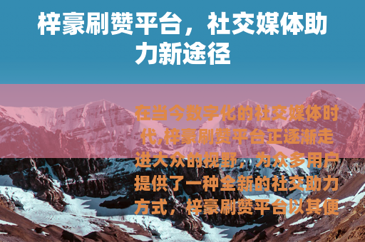 梓豪刷赞平台，社交媒体助力新途径