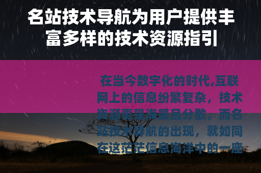 名站技术导航为用户提供丰富多样的技术资源指引