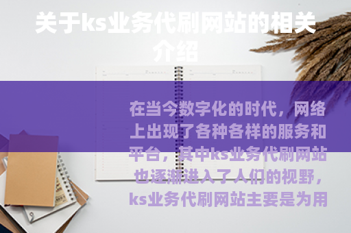 关于ks业务代刷网站的相关介绍