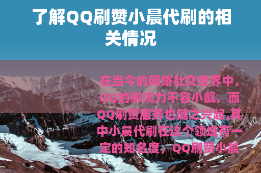 了解QQ刷赞小晨代刷的相关情况