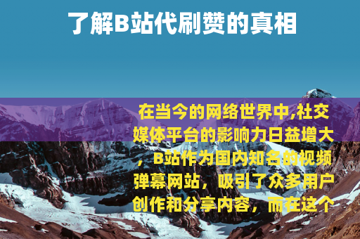 了解B站代刷赞的真相