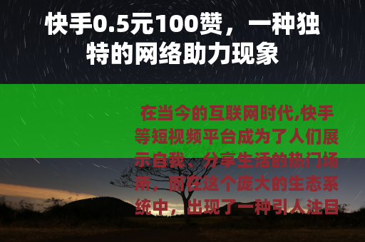 快手0.5元100赞，一种独特的网络助力现象