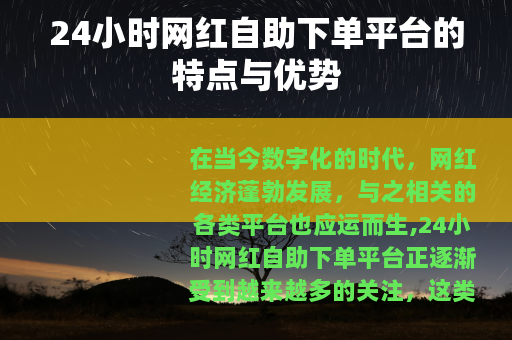 24小时网红自助下单平台的特点与优势